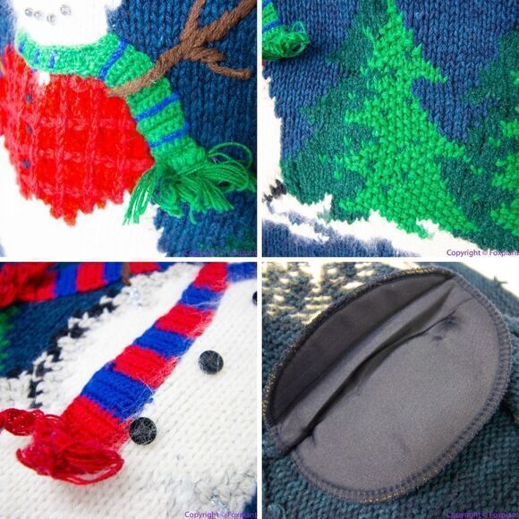 Vintage Croft & Barrow Christmas sweater with‎ 3D snowman cardinal, L - Picture 16 of 16
